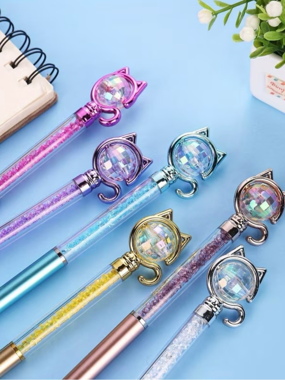Colorful Rhinestone Cat Pens - Picture 4 of 7